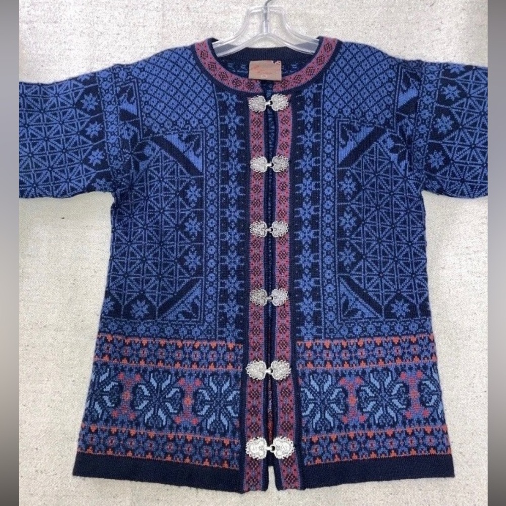 Christiania Cardigan Sweater Icelandic Norway Nordic Wool Blue Clasp Women’s S - Picture 6 of 9